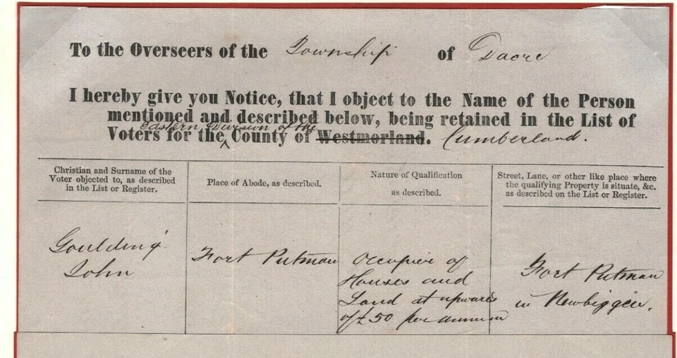 GB QV REGISTERED MAIL Cumberland Penrith *Notice of Objection*{2} {ex Reid} AF99 - Image 3 of 4