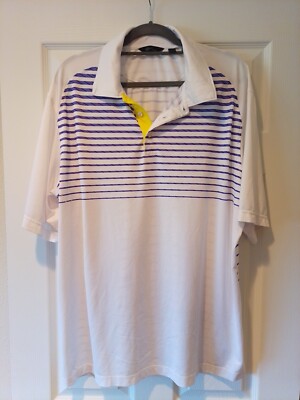 Men's Walter Hagen Golf Shirt Quick Dry Size Extra Large White Purple Black 