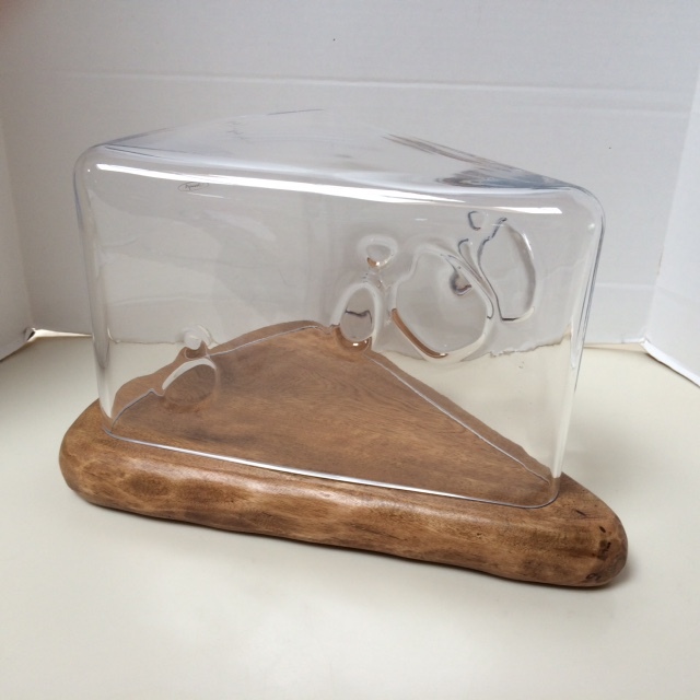 NIB Pottery Barn CHEESE CLOCHE Glass Covered Wooden Cutting Board TRAY