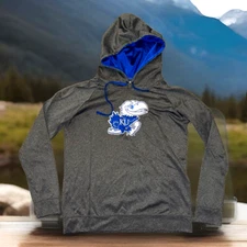 RARE! Kansas Jayhawks Hoodie Sweatshirt *WHiTe OuT LoGo* J. America Women's 2XL