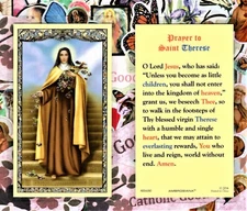 St. Saint Therese, the little flower + Prayer - Laminated  Holy Card 800-6180