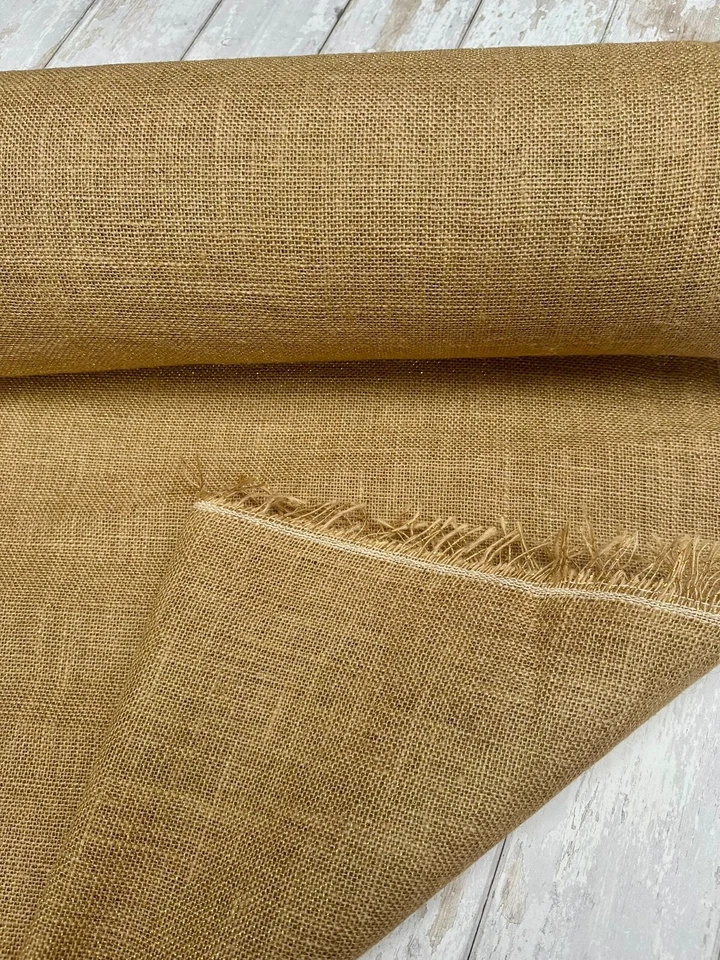 GLITTER HESSIAN JUTE Fabric Sacking Table Gold Lurex Runner Material -160cm wide - Image 3 of 4