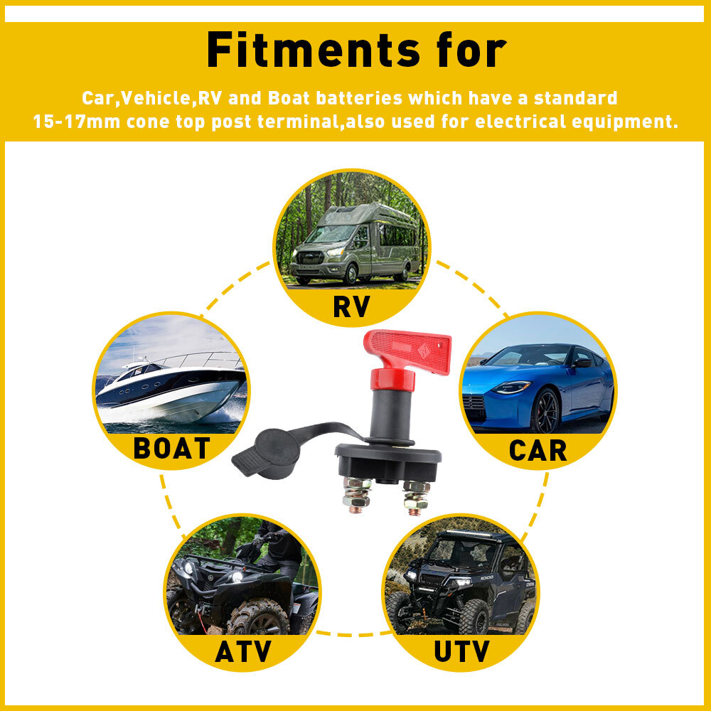 Battery Isolator Switch Power Cut Off for Car Boat Vehicle Auto