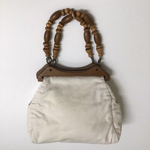 Philippines Purse Wood Bead Handles 100% Cotton Fabric Summer Bag Boho Vintage