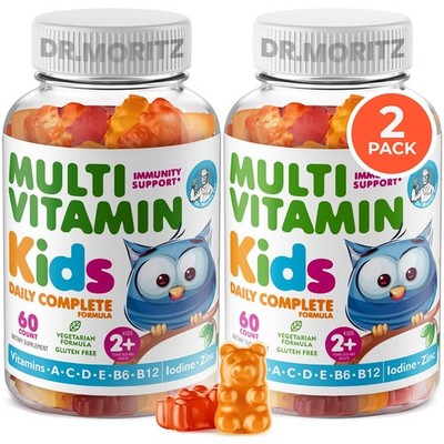 Kids Multivitamin Gummies Vitamins A C D E B6 B12 Zinc 60ct Pack MORITZ Complete