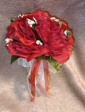NEW Small Artificial 9 Red Rose Bridesmaid, Flower Girl, Clutch Toss Bouquet