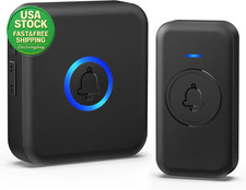 Wireless Doorbell Waterproof 1000Ft Range 60 Melodies 1 Receiver 1 Button Black