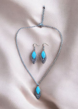 Turquoise Jewelry Set Necklace and Earrings