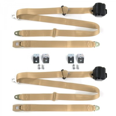 AMC Eagle 1979 - 1987 Standard 3pt Tan Seat Kit w/Brackets-2 Belts