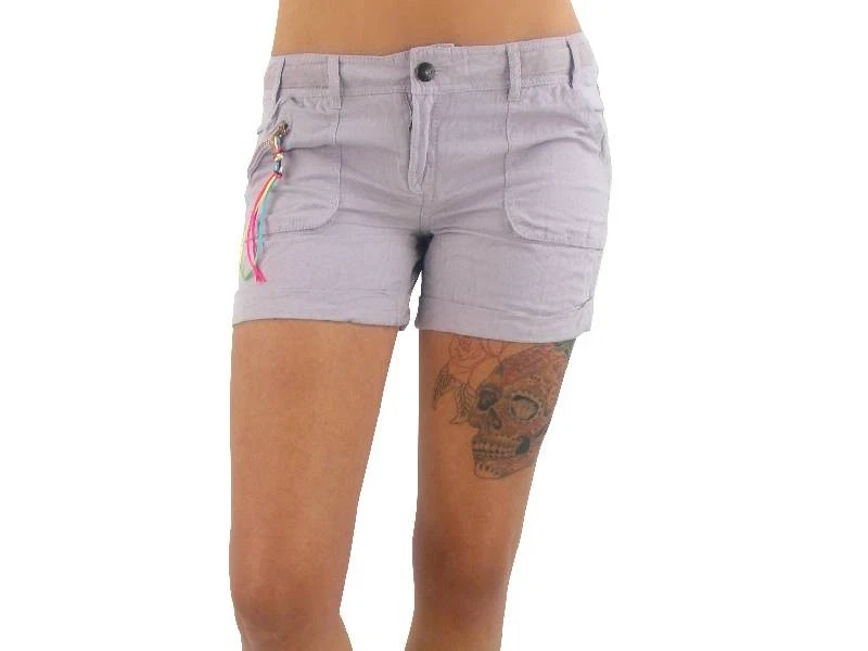 O'Neill Pantaloni Corti Scarlet Viola Con Zip E Tasche In Lino - Immagine 2 di 3