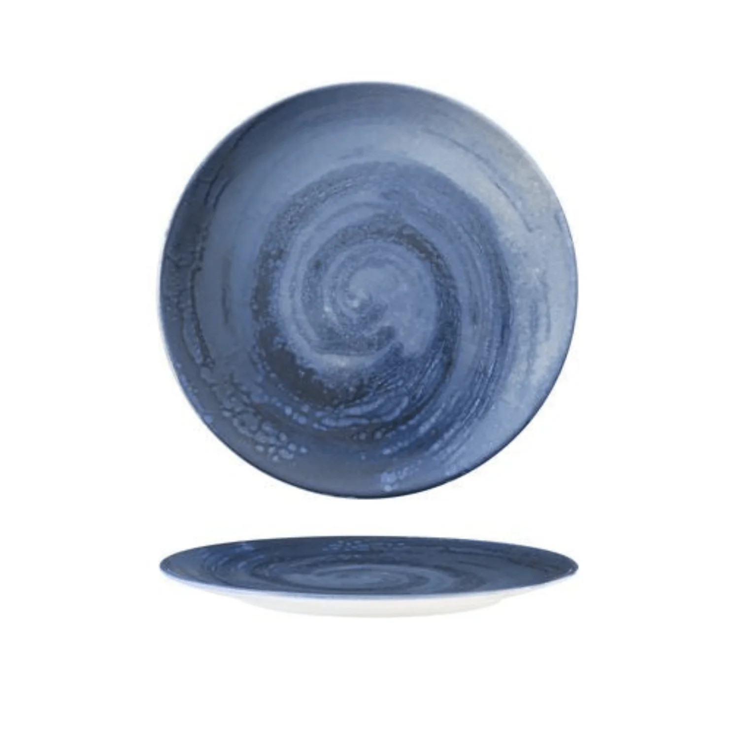 Assiettes plates VORTICE bleue 21cm - Vaisselle solide et élégante
