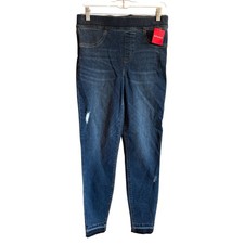 Spanx Distressed Ankle Skinny Jeans Women's High Rise Stretch Denim Raw Hem
