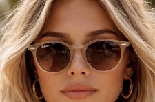 Ray Ban RB2180 6166/13 Round Beige Translucent Brown Lens Retro Unisex Pls Read