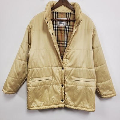 Burberry Women Plaid Lined Nova Check Puffer Jacket Size 18 Gold Designer Winter