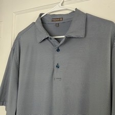Peter Millar Crown Sport Summer Comfort Blue Stripe Polo Golf Shirt XL UPF 50 