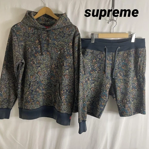 Ensemble sweat à capuche Supreme Paisley 2011 FW bleu marine rare vintage limité Japon