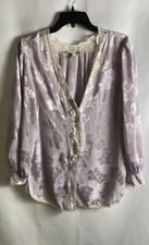 Vintage 80s Christian Dior Lingerie Lavender Floral Jacquard Lace Top Sz S