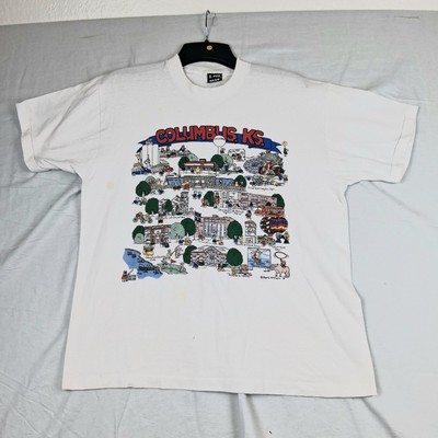 Vntg Single Stitch Kansas Cartoon City Art T-Shirt XL Hanes Best Single Stitch 