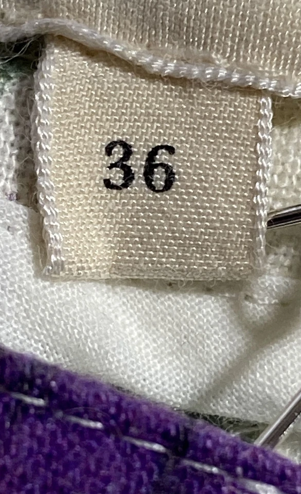 Pantalones de tiro alto Sézane blancos morados florales Loulou mezcla de lino para mujer talla 36 Foto 4 de 4