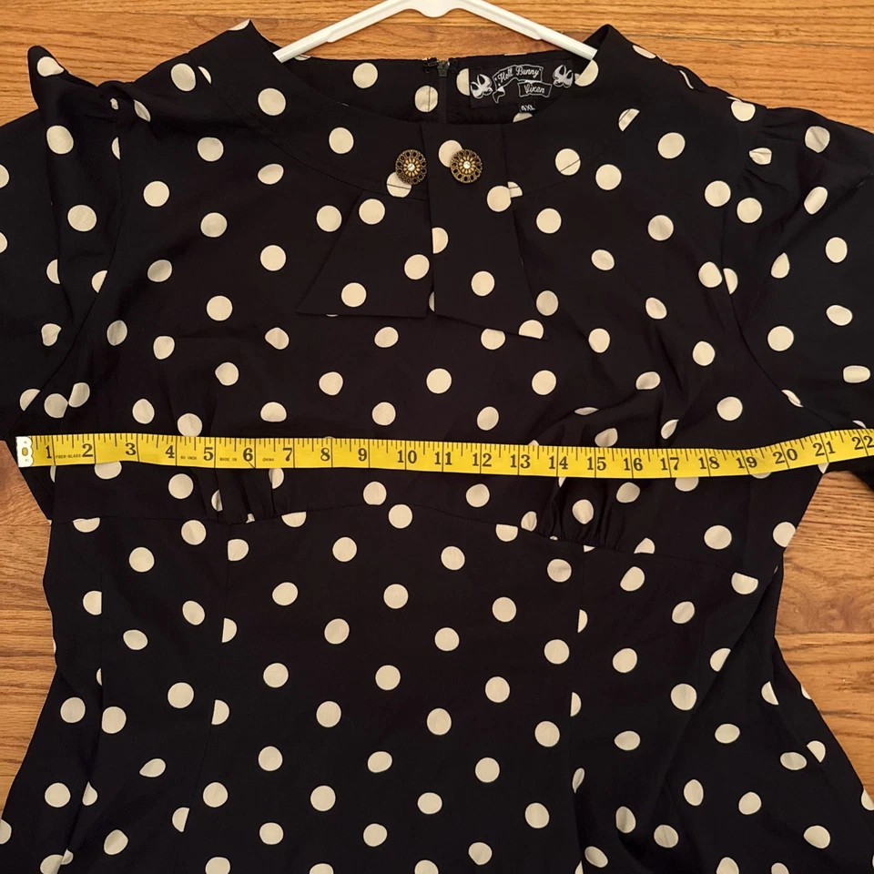 Vestido Hell Bunny Vixen Talla 4x Negro Lunares Años 50 Retro Midi Foto 3 de 3