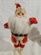 Vintage Standing MCM Santa Claus 10 Ornament Plastic Face Japan