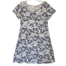 Fresh Produce Butterfly Dress Women's Size Small Navy White Beachy Cotton A-Line