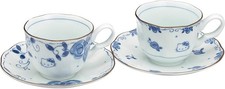 Hello Kitty Tea pair set Cup and Saucer Blue Rose 307742 KANESHO with Box F/S