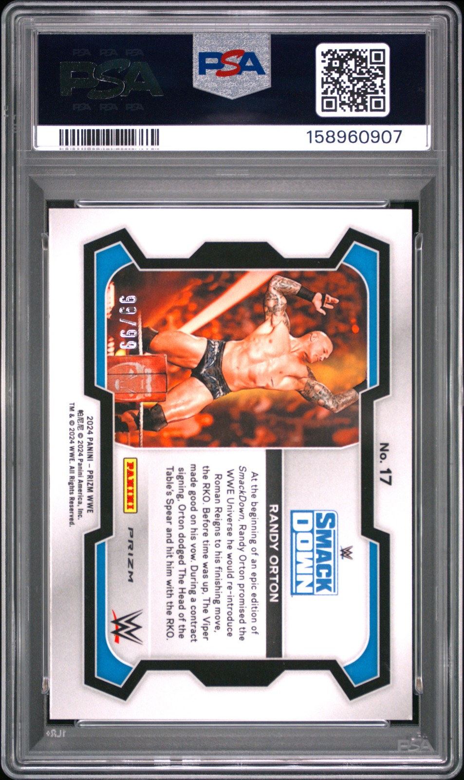 2024 PANINI PRIZM WWE UNDER CARD RED PRIZM #17 RANDY ORTON 99/99 PSA 6 view 2