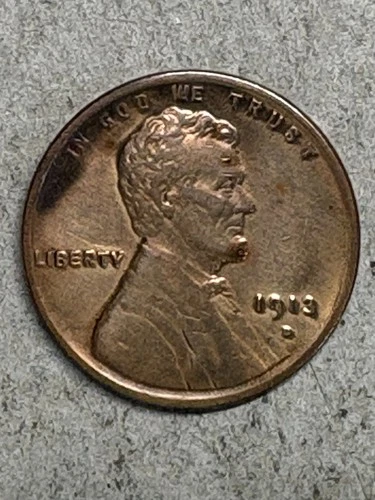 1913-D Lincoln Cent AU Cleaned
