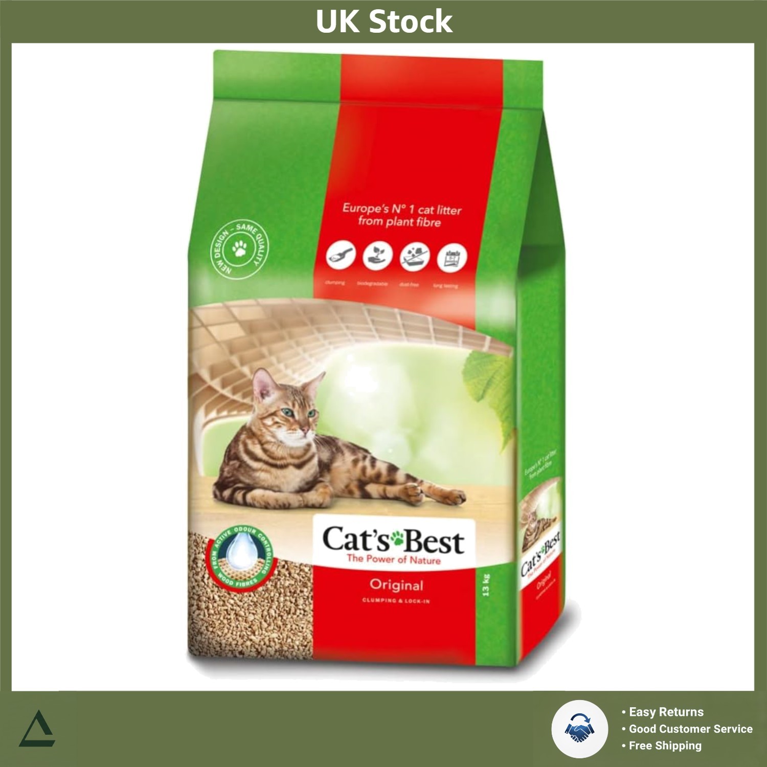 Cats Best Unscented Wood Litter 30L - Eco-Conscious Clumping Solution for Cats