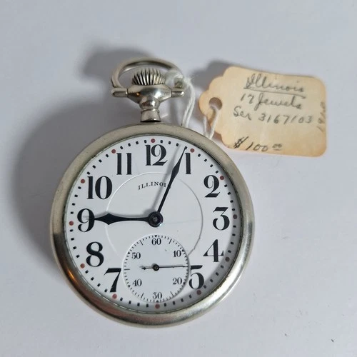 Illinoise Watch Company Pocket Watch Antique NOT WORKING  17J Ser# 3167103 1918