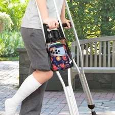 Crutch Accessories Bag Storage Organizer Tote Bag w Drink Holder Zipper Pouch
