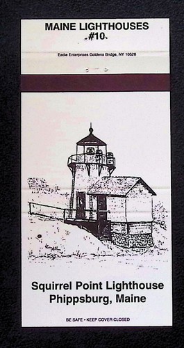Vintage Maine Lighthouses Matchbook Cover Squirrel Point Lighthouse Maine