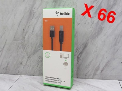 Lot of 66 NEW IN BOXES Belkin USB 2.0 Computer Printer Cables Black 10ft USB-B