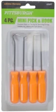 Pittsburgh 66836 4-Pc Mini Pick & Hook Set – Carbon Steel – Plastic Handles