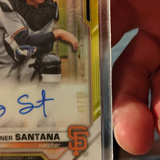 2021 Bowman Chrome Rayner Santana Prospect Auto CPA-RS Yellow /75