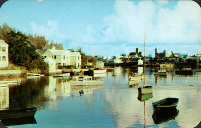 Vintage Hamilton Harbour Bermuda Postcard Crow Lane Harbour Scene