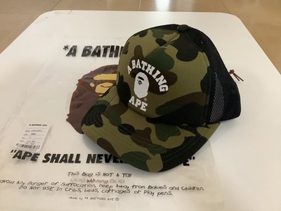 Authentic a bathing ape bape 1st camo college mesh cap trucker hat