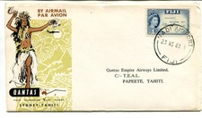 Fiji 1963 illust QANTAS First Scheduled Jet Flight NADI AIRPORT to Tahiti cover