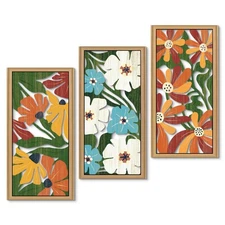 Boho Flower Wall Art, Minimalist Floral Botanical Wooden Wall Decor, Bohemian...