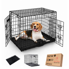 BELOFAY Dog Cage Crate - Heavy Duty Metal Frame - Dual Door, Collapsible S,M,L,X