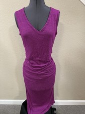 Velvet by Graham & Spencer Ruched Tank Dress Medium Pink Made in USA