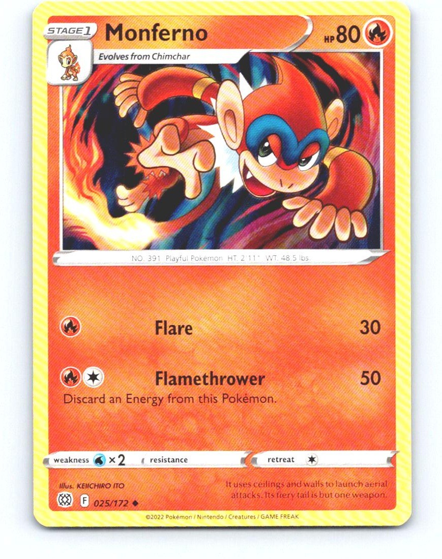 Monferno 025/172 Uncommon Brilliant Stars Pokemon Near Mint