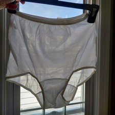 Vintage White All Nylon Panties Underwear Full Waist Brief size 5 Sheer Granny