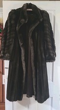 VTG Hillmoor NY Tissavel France Faux Fur Long Coat Dark Brown Jacket Womens L/XL