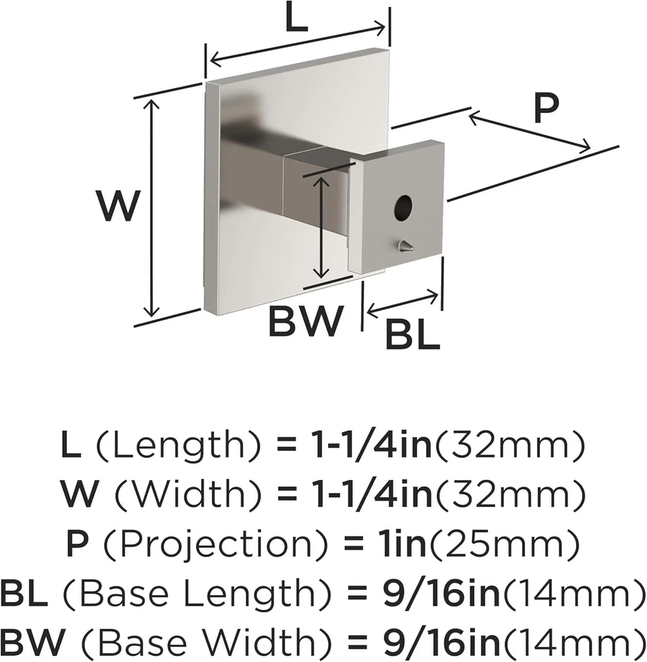 Paquete de 10 perillas cuadradas de gabinete Amerock Appoint de 1-1/4" níquel pulido BP36758PN Foto 2 de 2