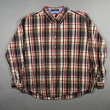 Vintage Tommy Hilfiger Button Down Mens XXL Flag Logo Plaid Long Sleeve Shirt