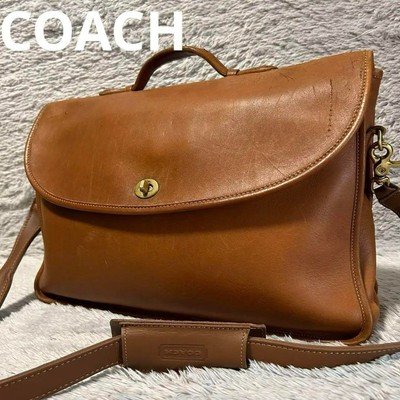 Vintage Coach Brown Leather Briefcase Messenger Bag 0138 Turn Lock