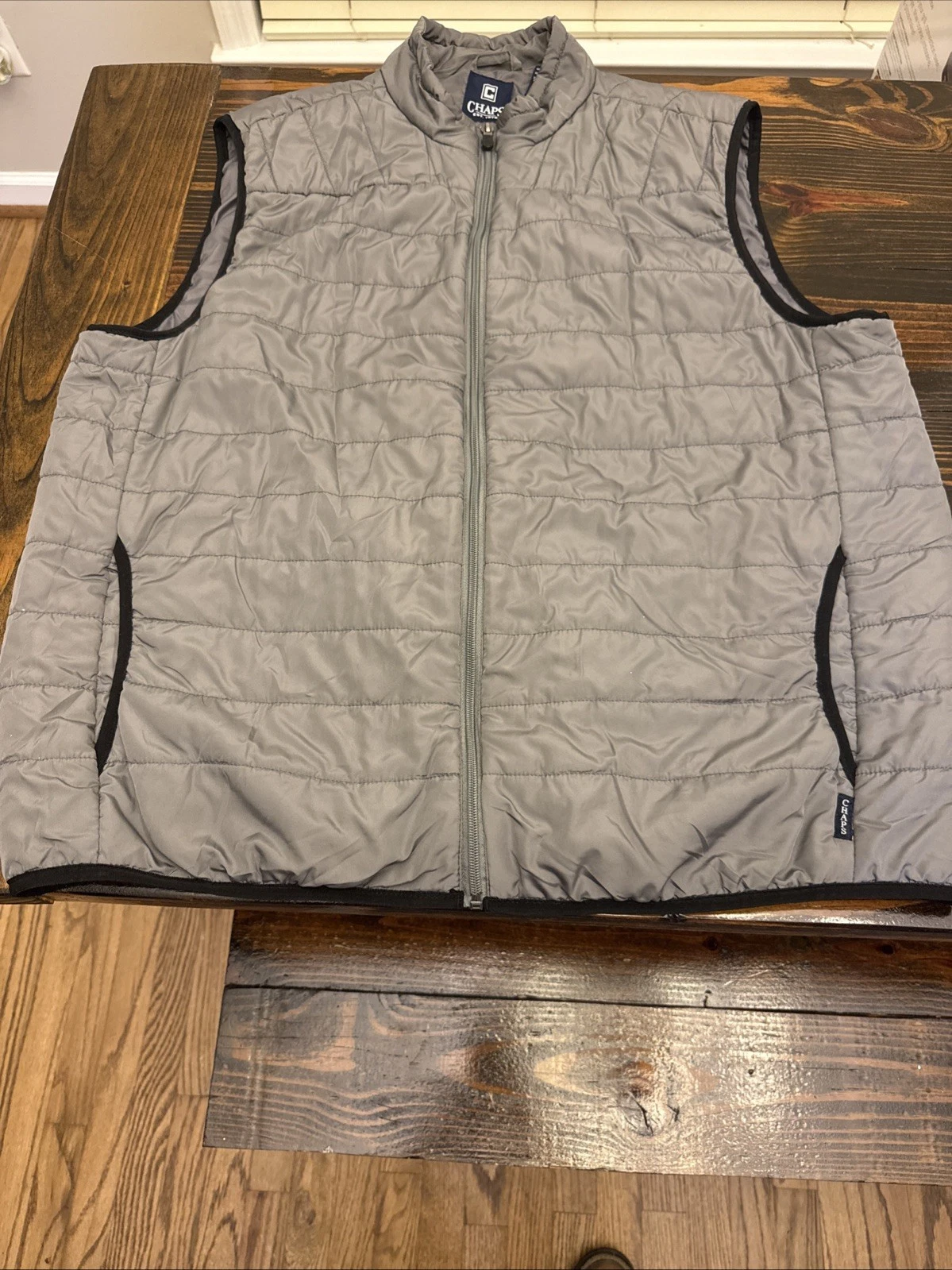 XL Chaps Vest Mens Puffer Jacket Full Zip Hiking Camping Golf Gray