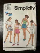 Vintage Simplicity pattern 7294 Misses One Yard Shorts size 8-14 uncut